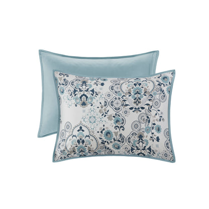 Madison Park 3 Piece Floral Printed Cotton Comforter Set