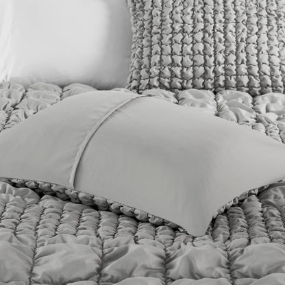 Madison Park 3 Piece Stripe Ruched Comforter Set