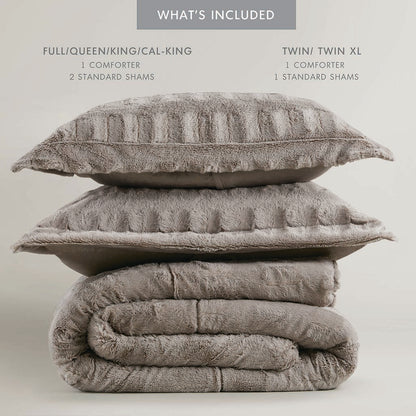 Madison Park Solid Faux Fur Comforter Mini Set