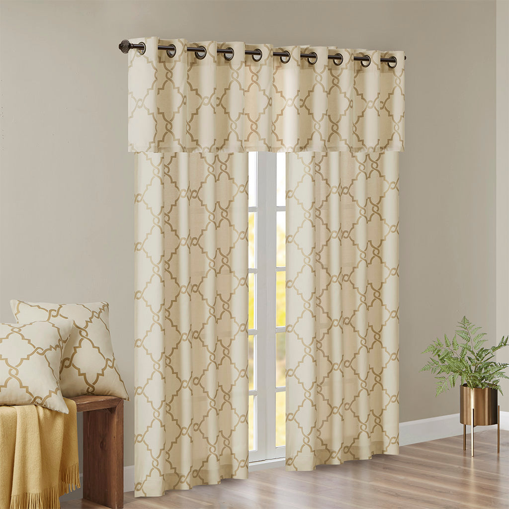 Madison Park Fretwork Print Grommet Top Window Curtain Panel