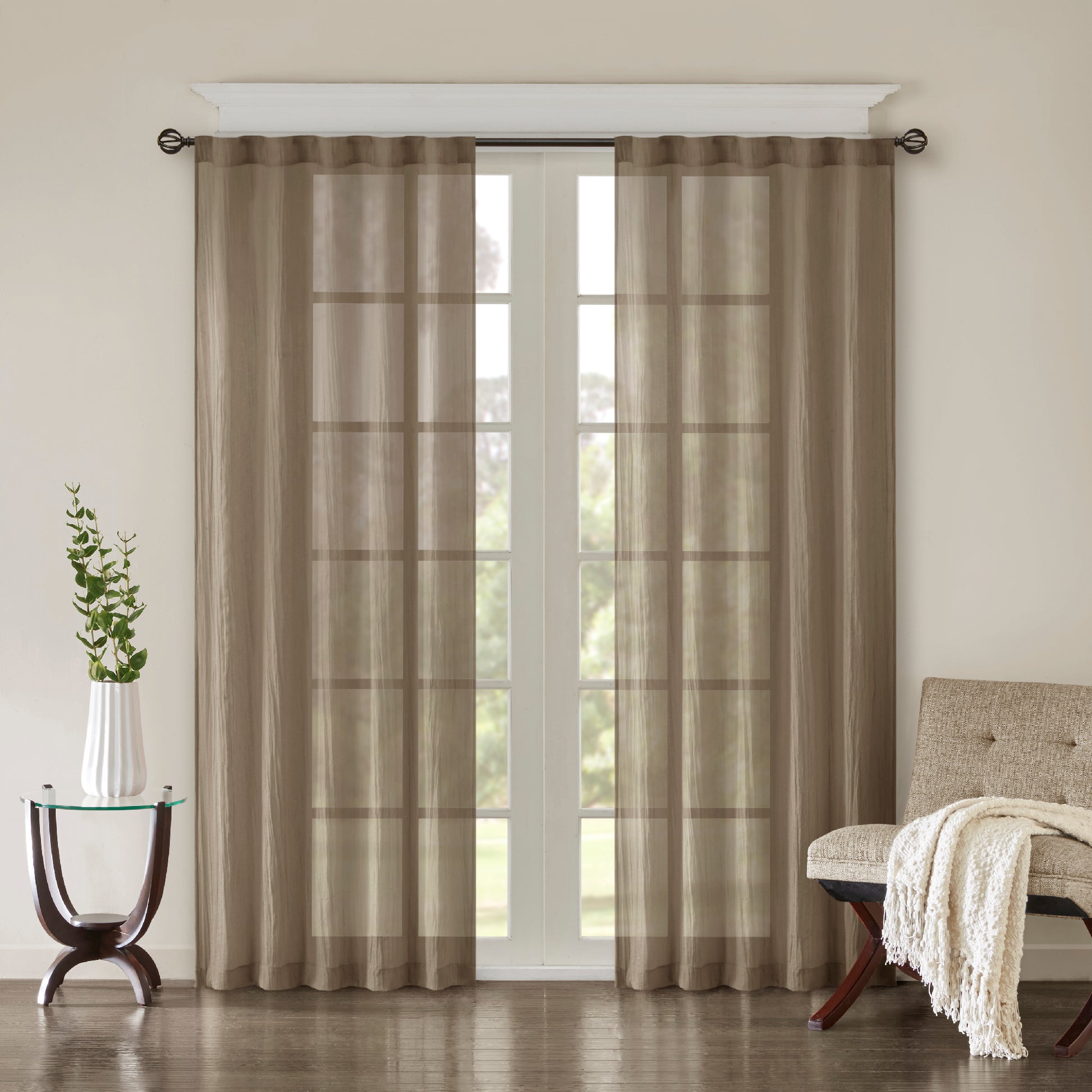 Madison Park Solid Crushed Curtain Panel Pair