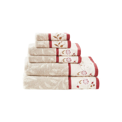 Madison Park Embroidered Cotton Jacquard 6 Piece Towel Set