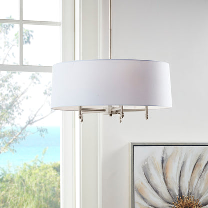 Hampton Hill Presidio 5-Light Dimmable Chandelier with Drum-shaped Fabric Shade & Adjustable Height