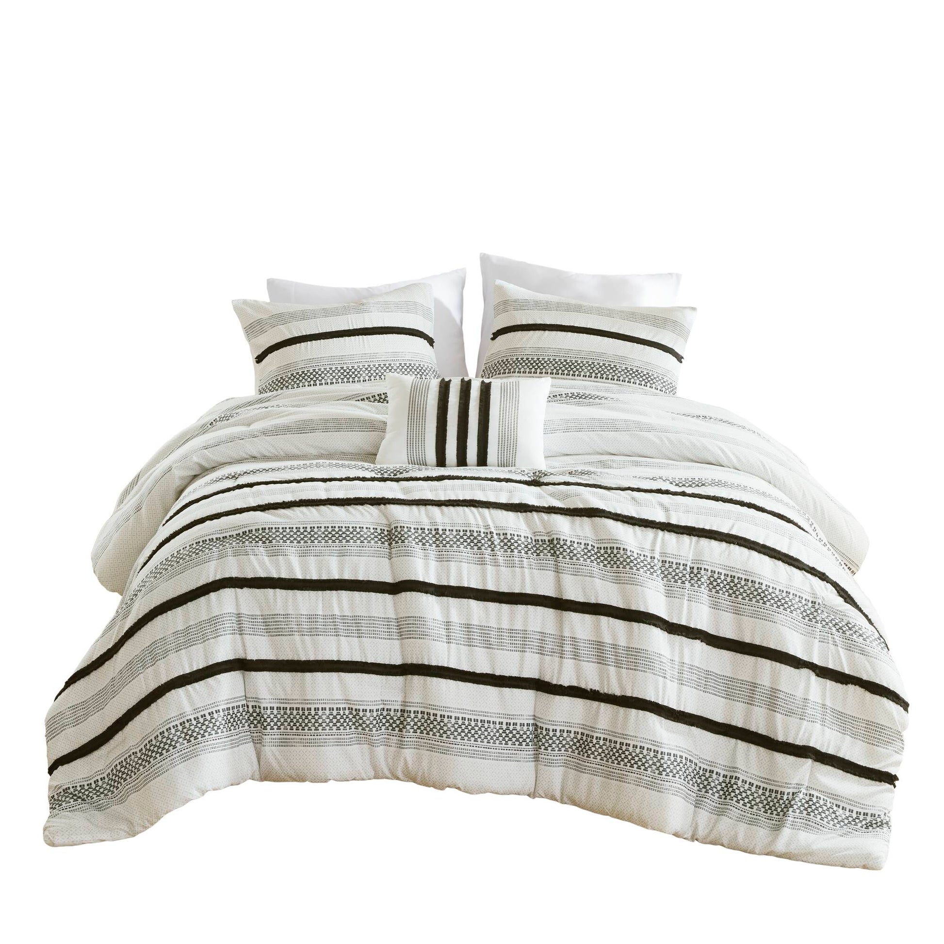 Madison Park 7 Piece Stripe Comforter and Quilt Set