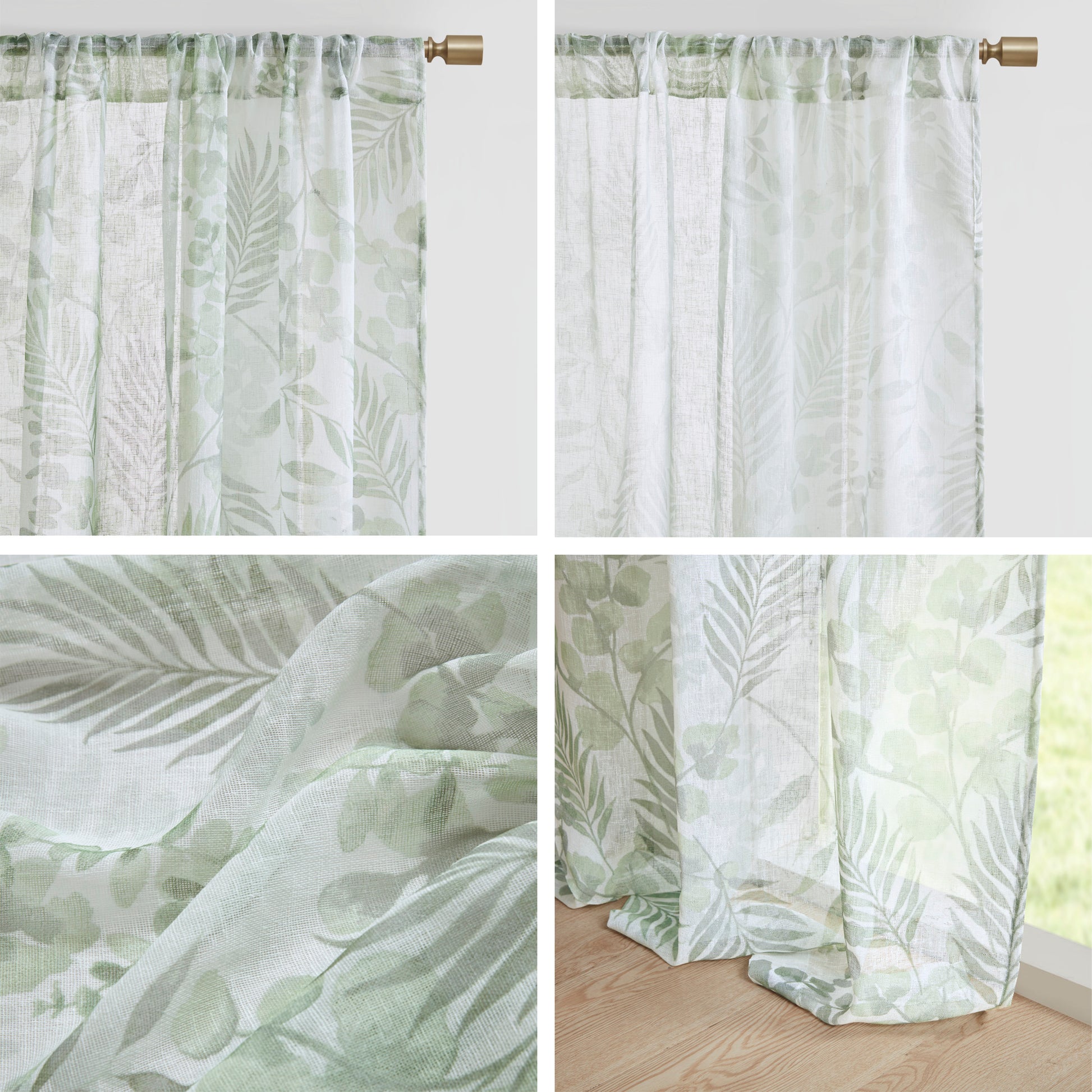 Madison Park Botanical Printed Texture Sheer Window Pair