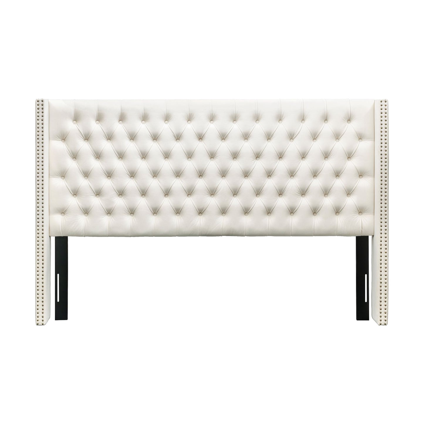 Amelia Upholstered Wingback Headboard with Button Tufting & Nailhead Trim