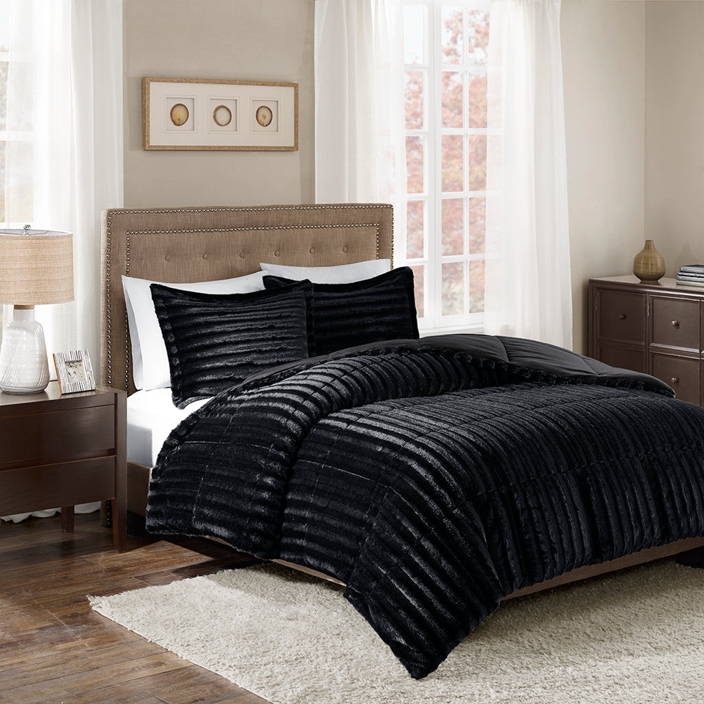 Madison Park Faux Fur Comforter Mini Set