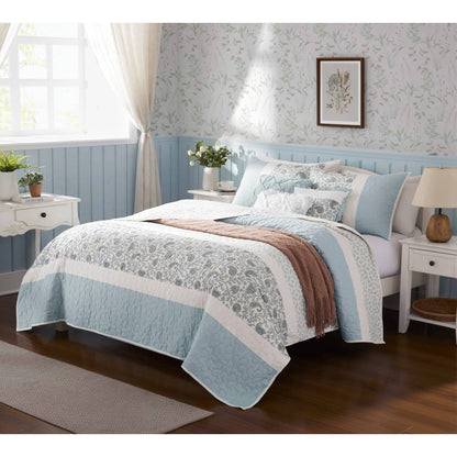 Madison Park 6 Piece Cotton Percale Quilt Set with Throw Pillows