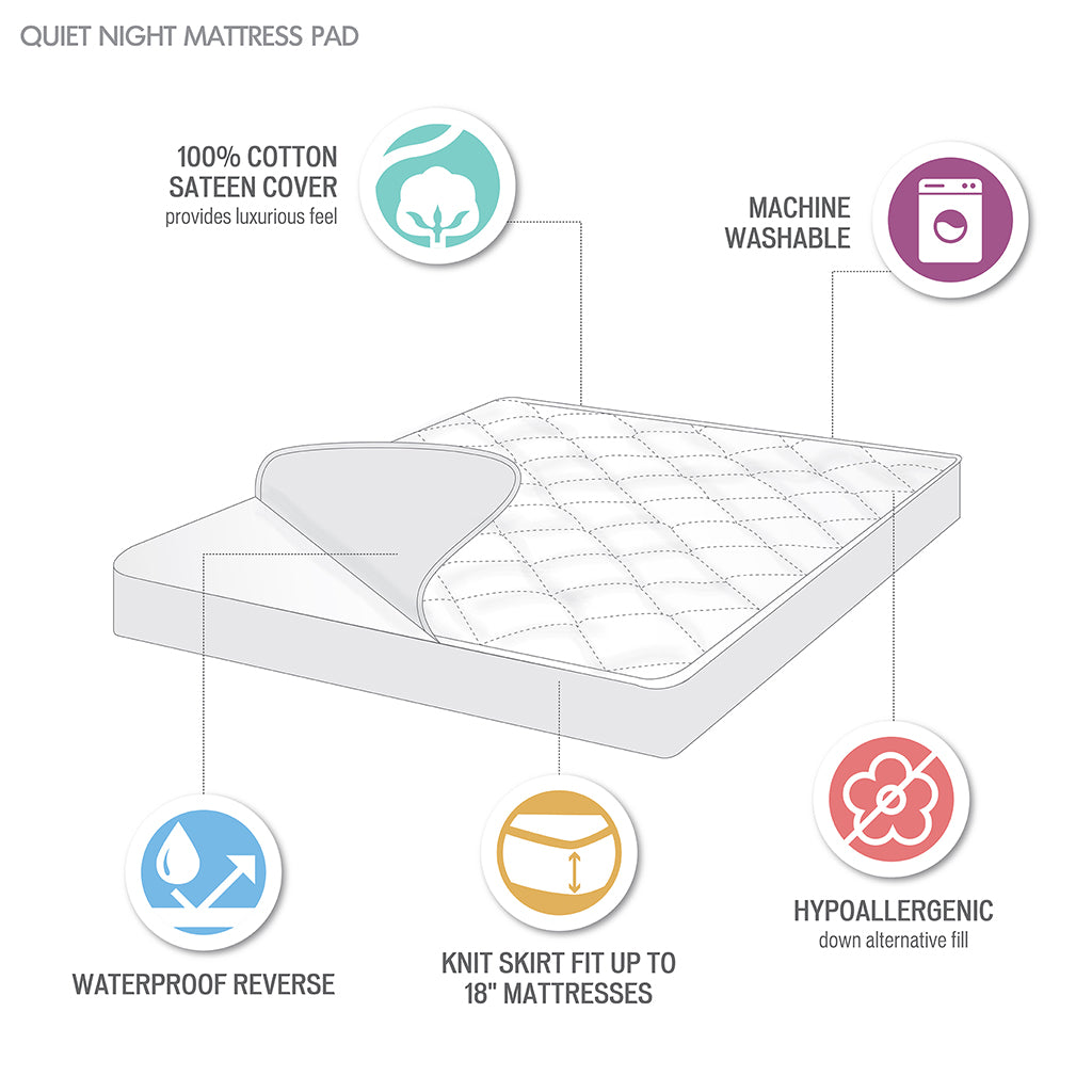 Madison Park 300 Thread Count Cotton Sateen Waterproof Mattress Pad