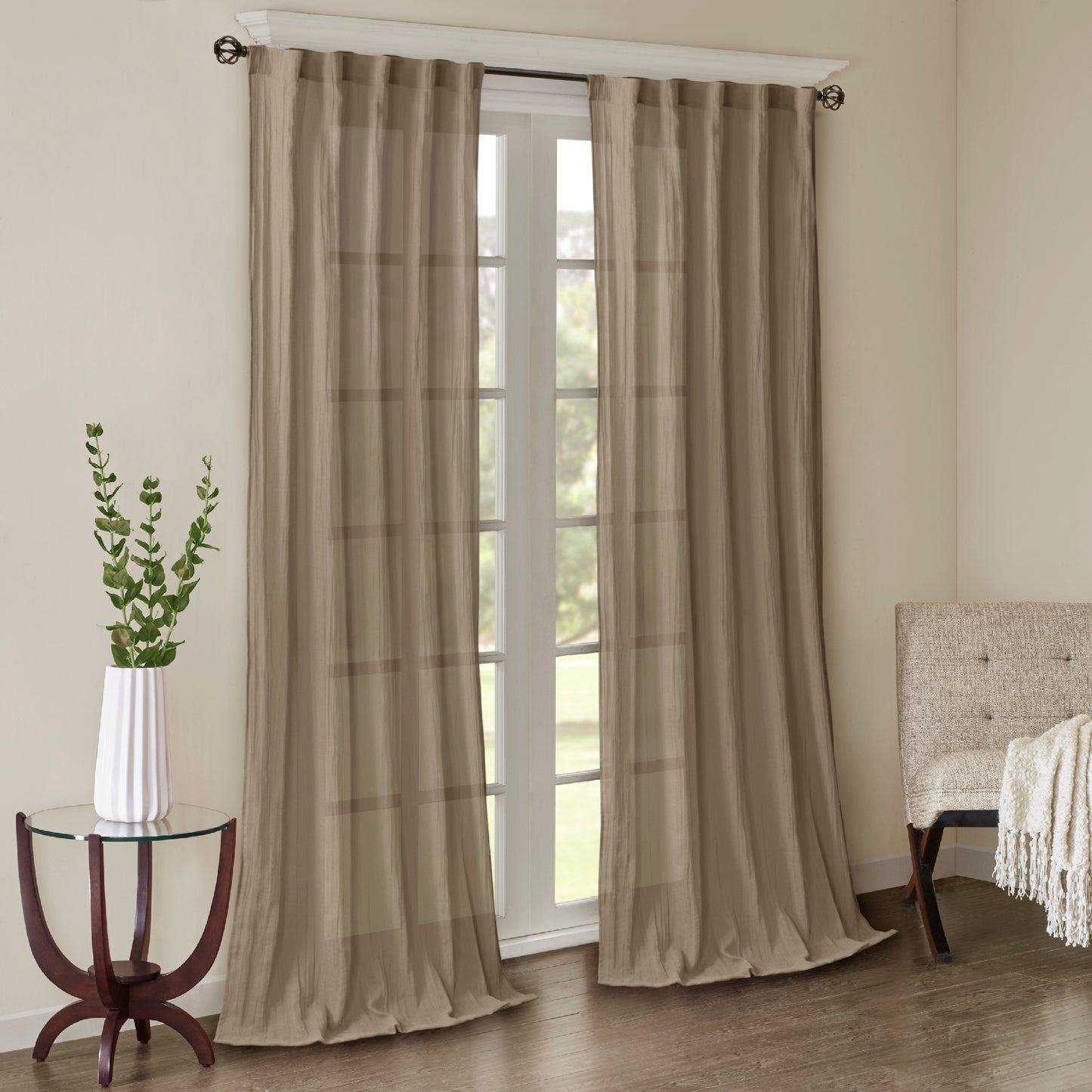 Madison Park Solid Crushed Curtain Panel Pair
