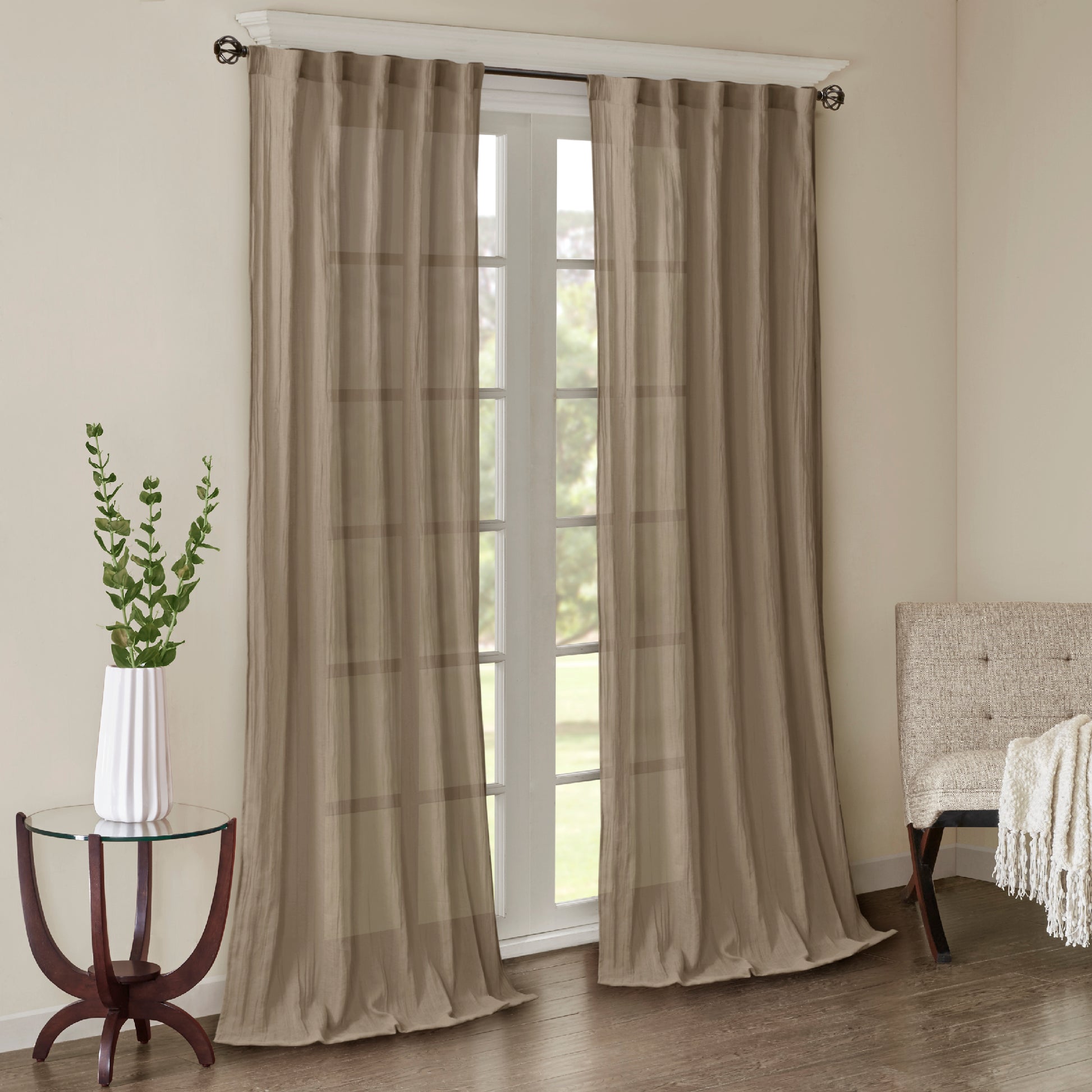 Madison Park Solid Crushed Curtain Panel Pair