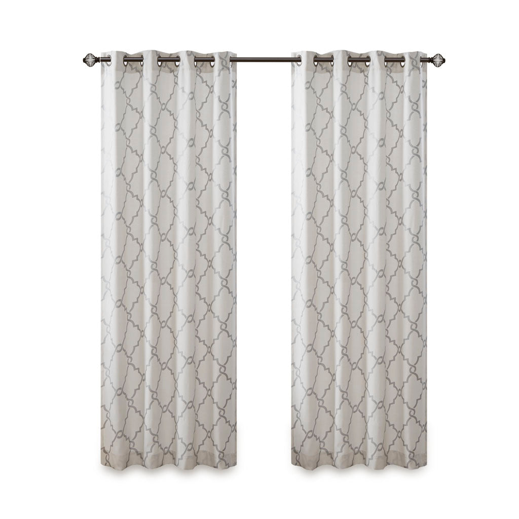 Madison Park Fretwork Print Grommet Top Window Curtain Panel