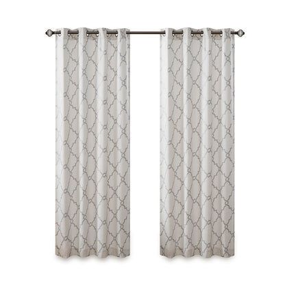 Madison Park Fretwork Print Grommet Top Window Curtain Panel