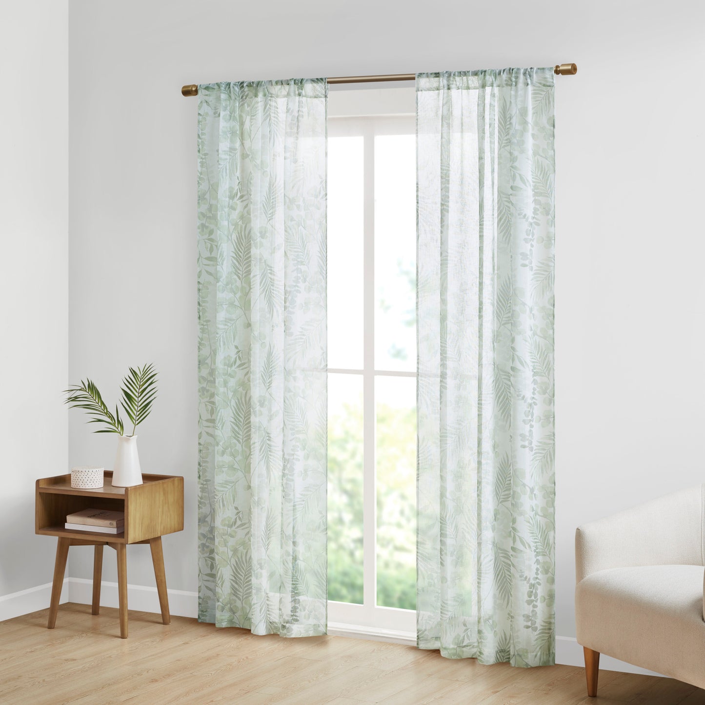 Madison Park Botanical Printed Texture Sheer Window Pair