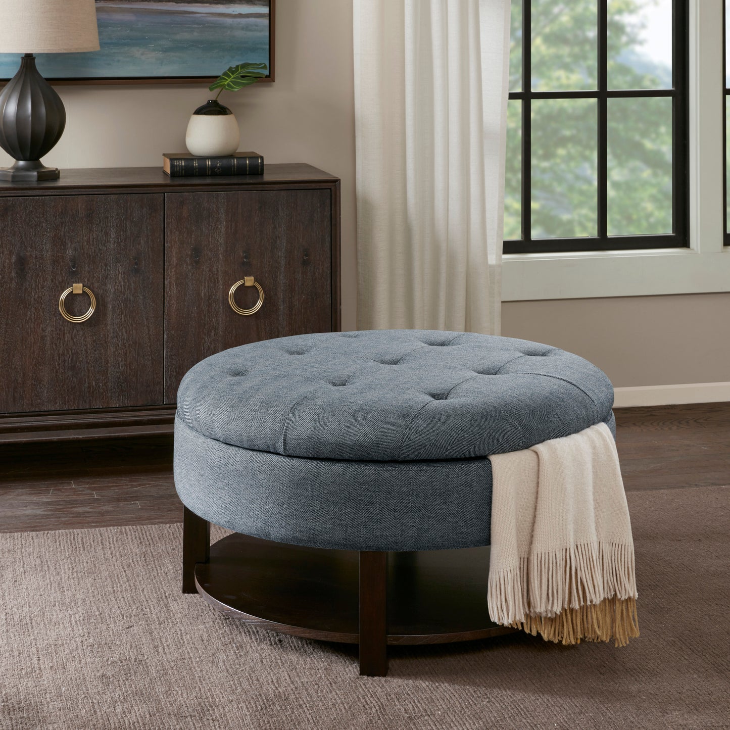 Madison Park Round Storage Ottoman