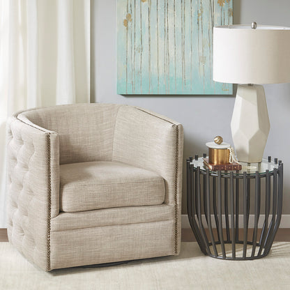 Madison Park Tufted Barrel Swivel Chair