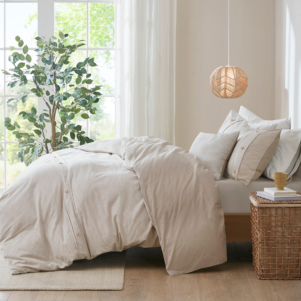 Dover 5 Piece Organic Cotton Oversized Comforter Cover Set w/removable insert