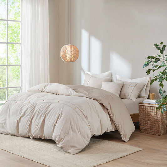 Dover 5-Piece Organic Cotton Oversized Antimicrobial Comforter Cover Set w/removable insert