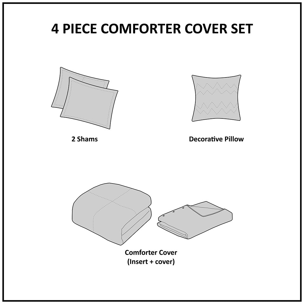 Dover 5 Piece Organic Cotton Oversized Comforter Cover Set w/removable insert