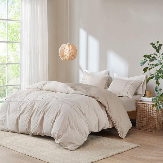 Dover 3 Piece Organic Cotton Oversized Duvet Cover Set