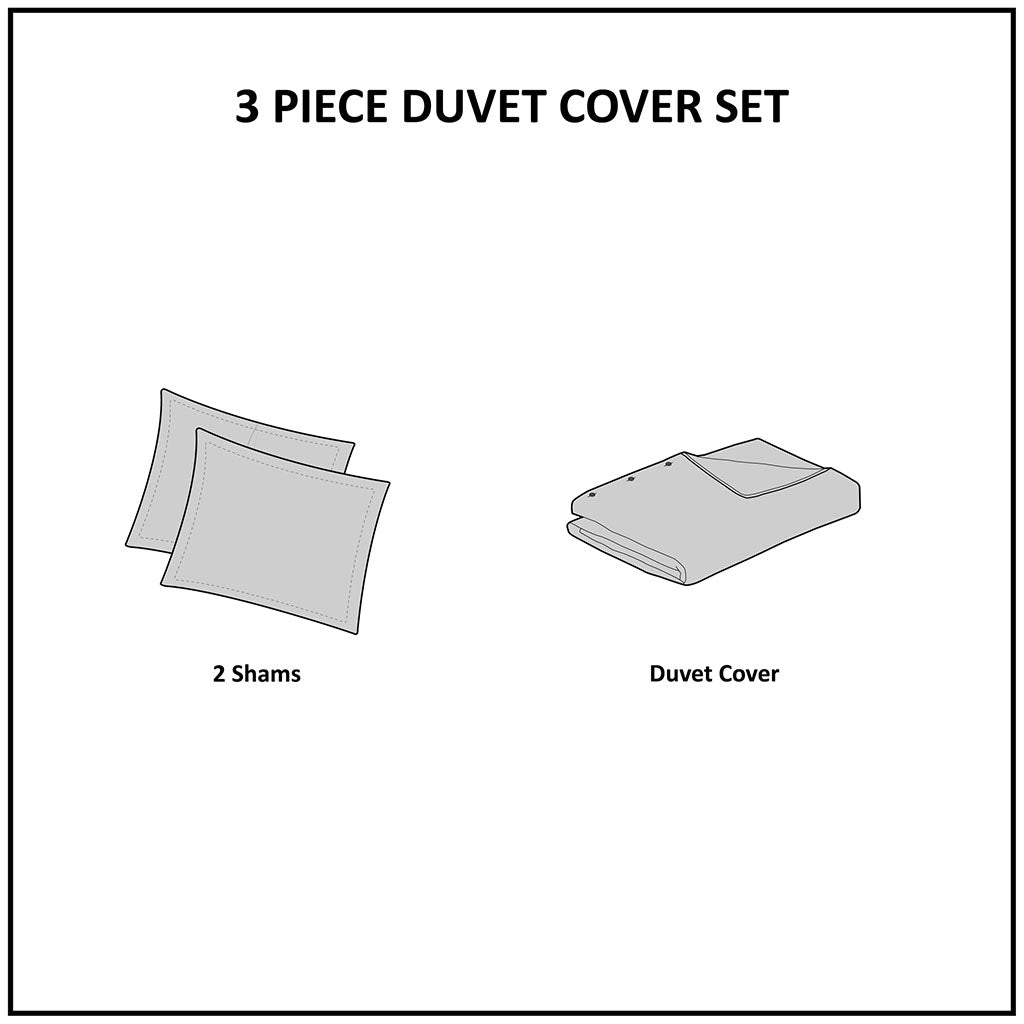Dover 3 Piece Organic Cotton Oversized Duvet Cover Set