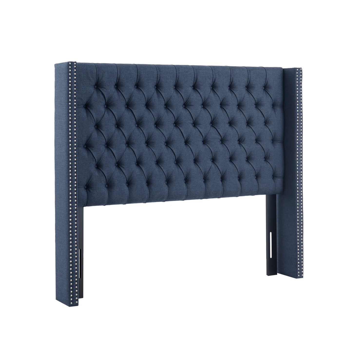 Amelia Upholstered Wingback Headboard with Button Tufting & Nailhead Trim