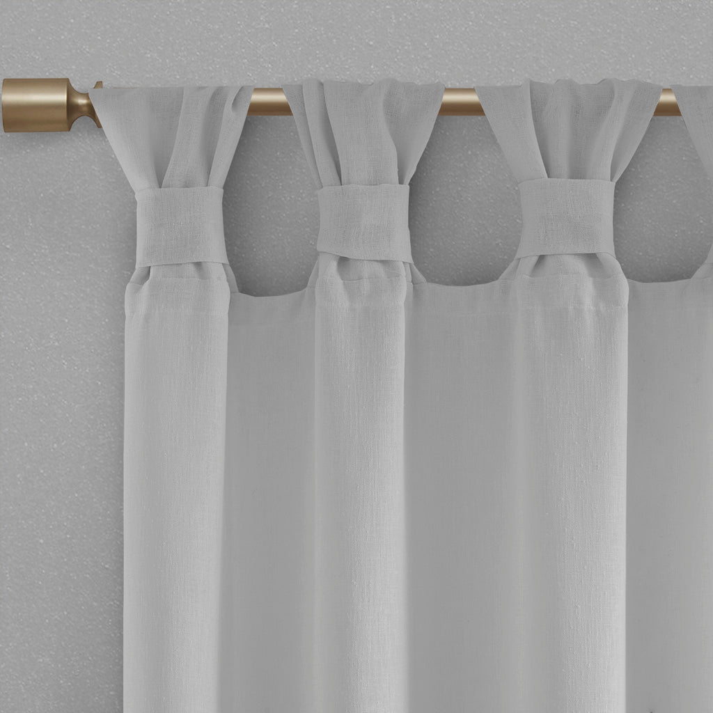 Rosette Floral Embellished Cuff Tab Top Solid Curtain Panel