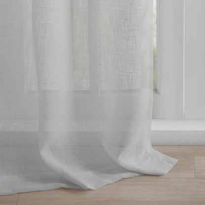 Rosette Floral Embellished Cuff Tab Top Solid Curtain Panel