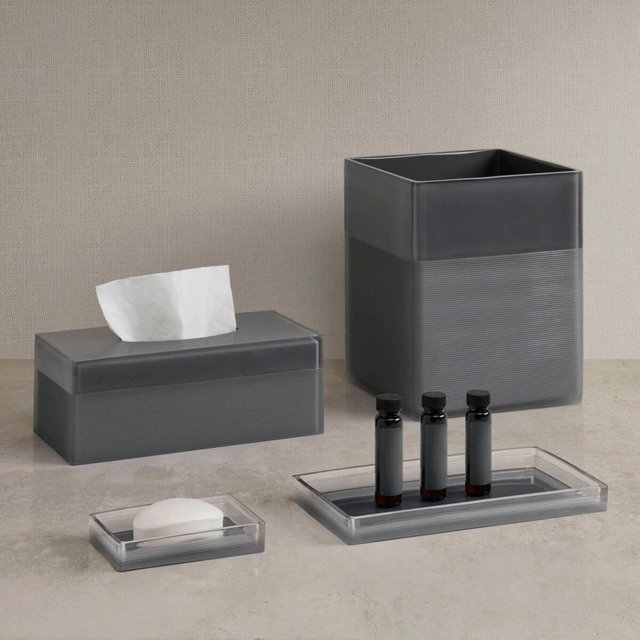 Hotel Collection Clear Resin Bath Accessories Antimicrobial 4-Piece Set