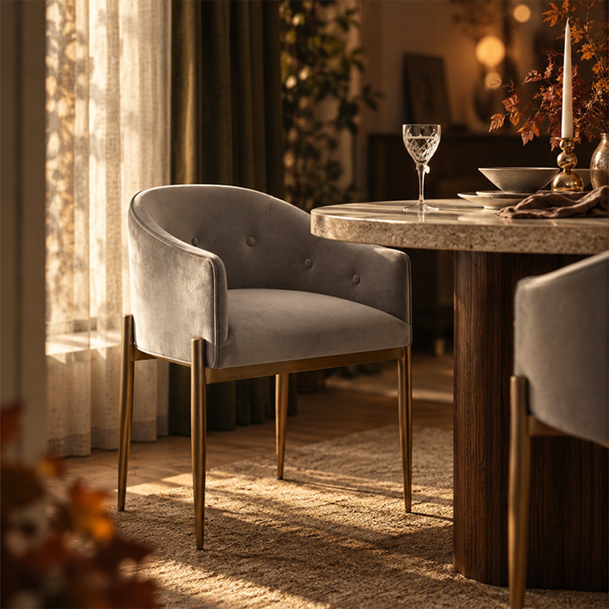 Sheraton Tufted Low Back Upholstered Arm Dining Chair (Pack of 2)
